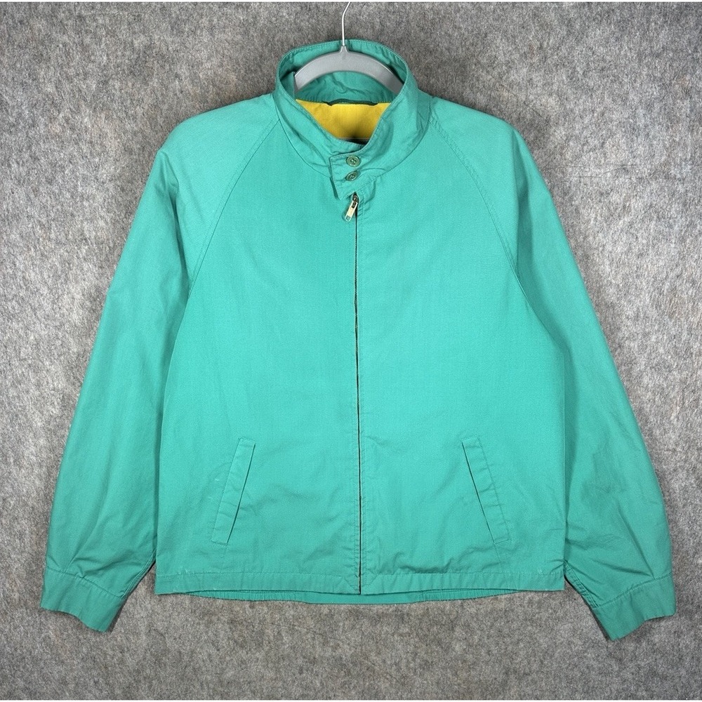 Vintage London Fog Harrington Jacket Mens 42 Long Teal Yellow USA Made Talon 90s